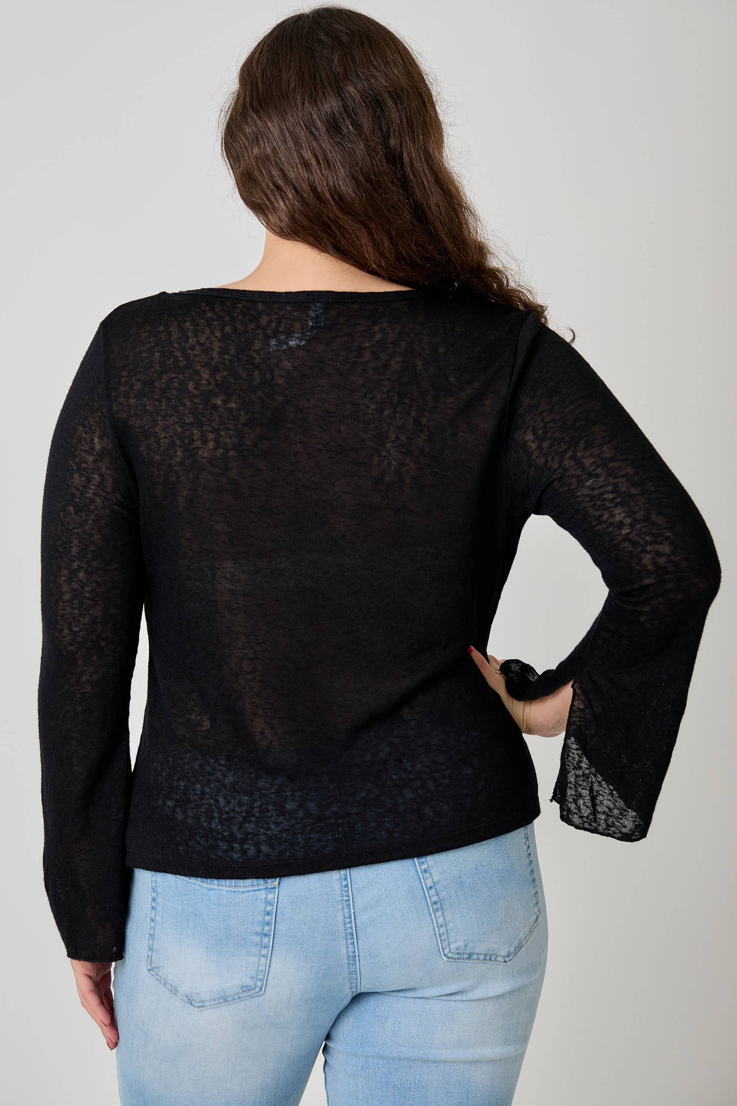 Plus Size Lightweight Knit Front Tie-Front Cardigan