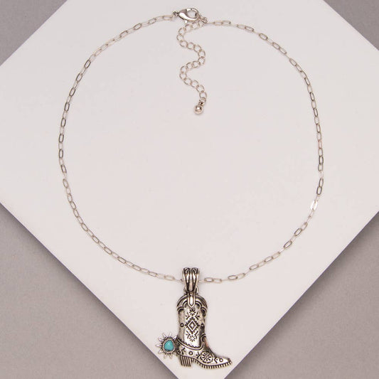 Cowboy Boot Pendant Necklace