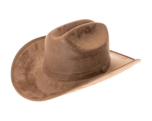 Premium Vegan Suede Cattleman Cowboy Hat-Dark Taupe