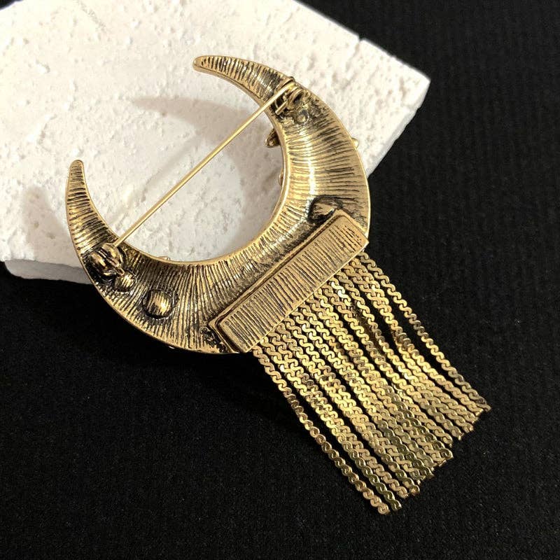 Crescent Tassel Brooch