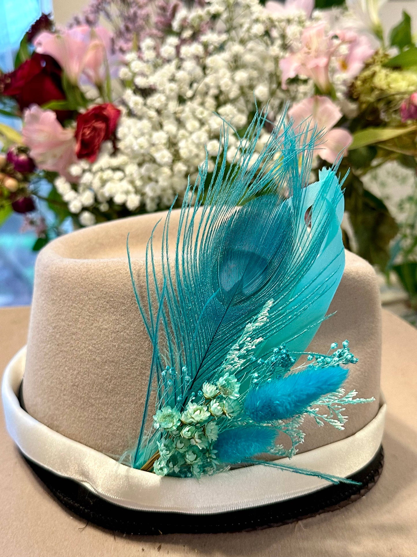 Floral & Feather Hat pin