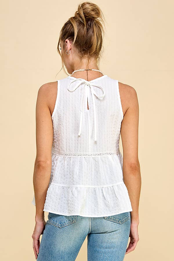 BABYDOLL TIER BUBLLE WOVEN TOP WITH TIE BACK