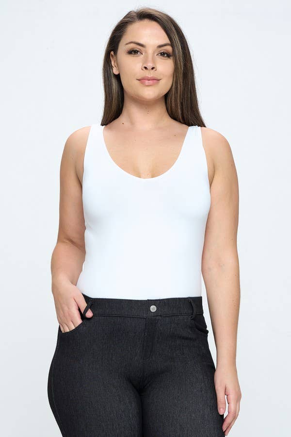 Reversible Seamless Tank: White / Plus