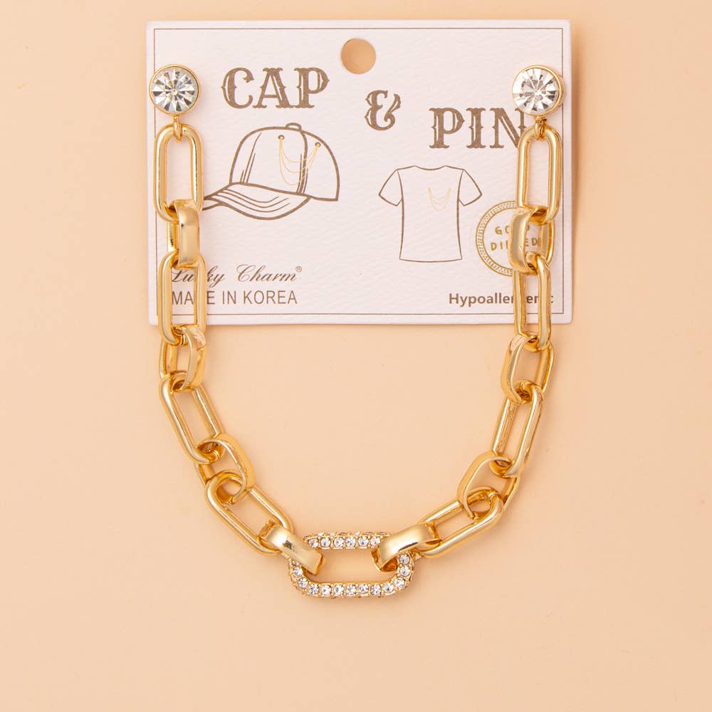 Crystal Rhinestone Embellished Cap Chain: Silver