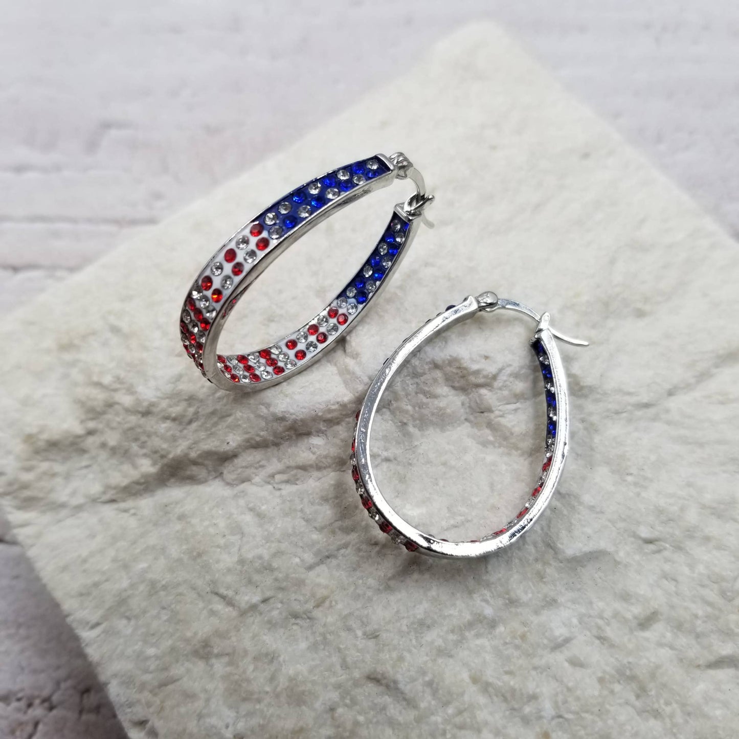 4th of July Diamond Inlaid Patriotic Earrings