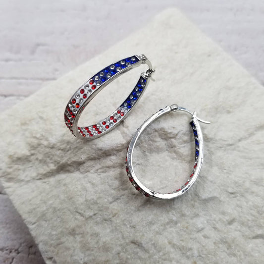 4th of July Diamond Inlaid Patriotic Earrings