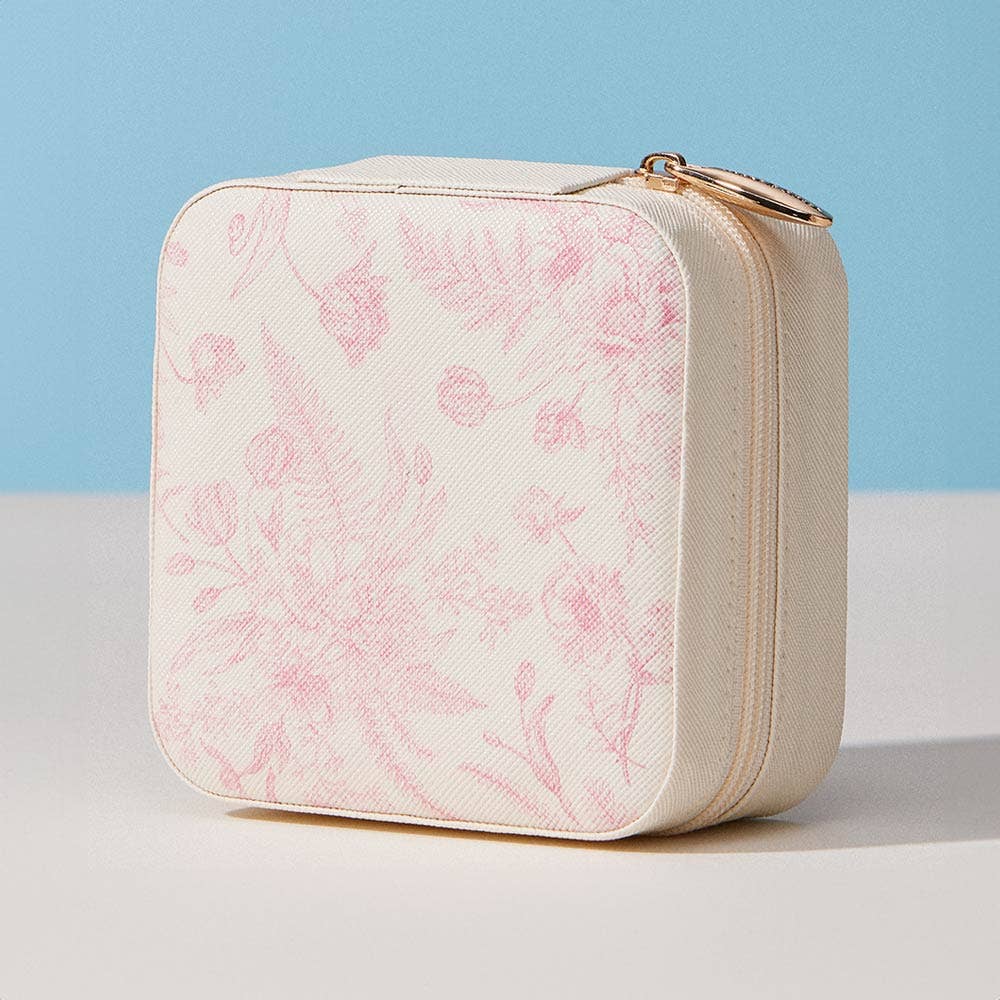 Pink Floral Travel Jewelry Box