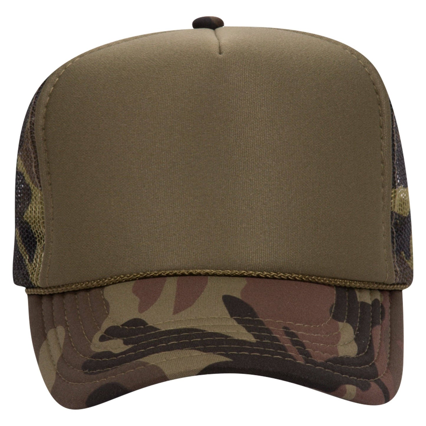 Otto 49-158 5-Panel High Crown Foam Trucker Hat - Camo: Camo/Olive/Camo 082108