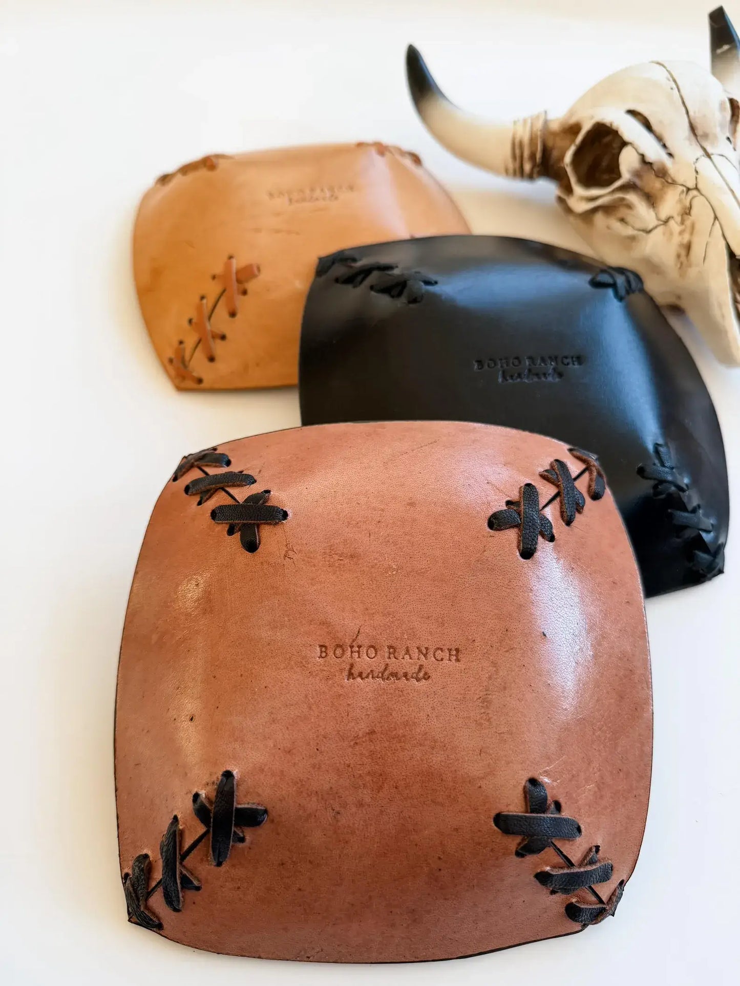 COWHIDE LEATHER TRAY - jewelry storage - Genuine Hair On: TAN