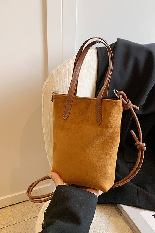 Vintage Retro Suede Crossbody Mini Bucket Bag: CAMEL