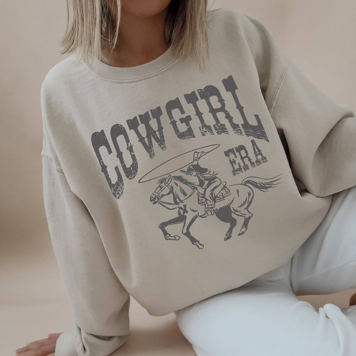 Cowgirl Era, Rodeo, Western, Country, Horse Sweatshirt: Navy / Large