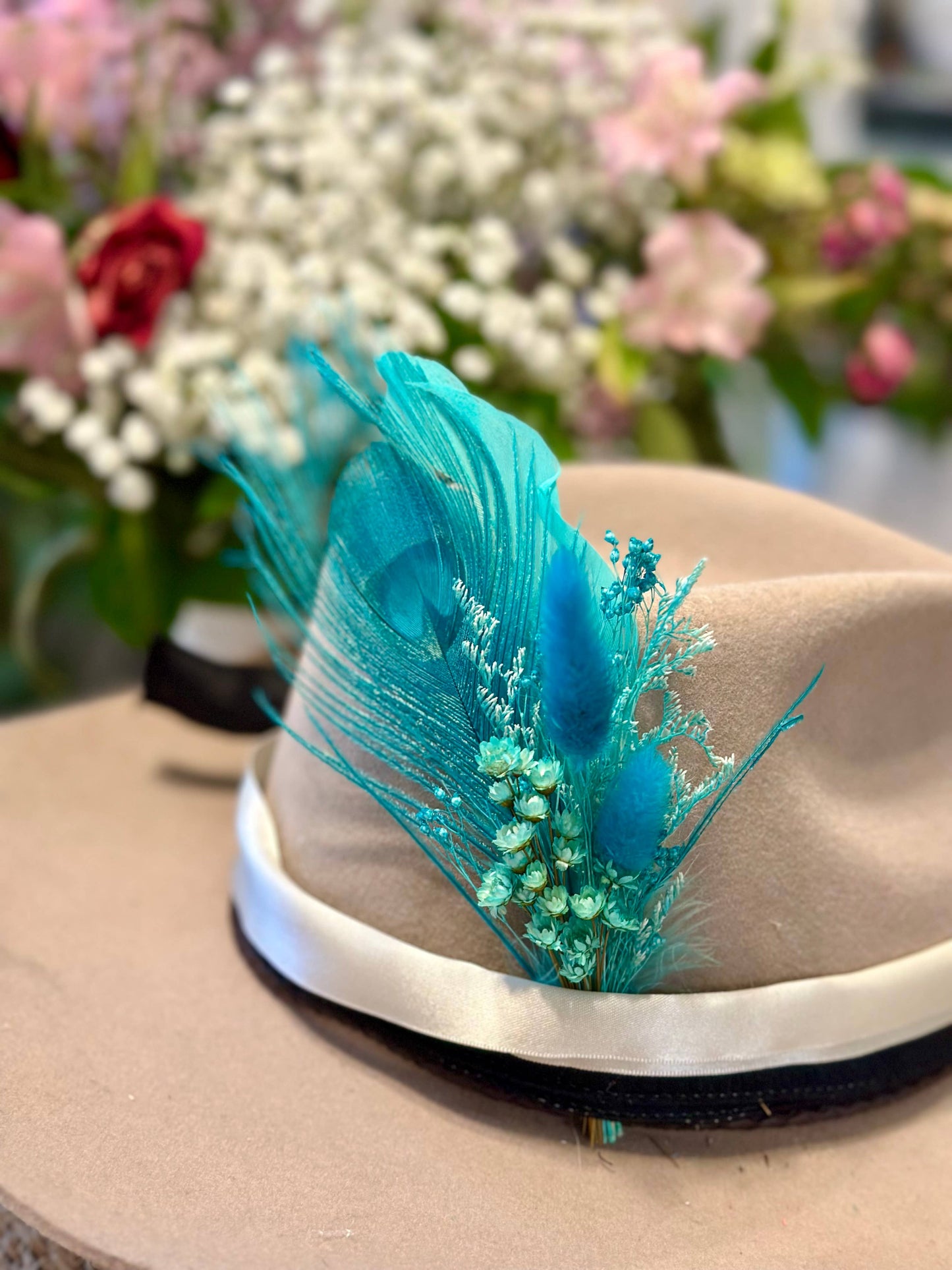 Floral & Feather Hat pin