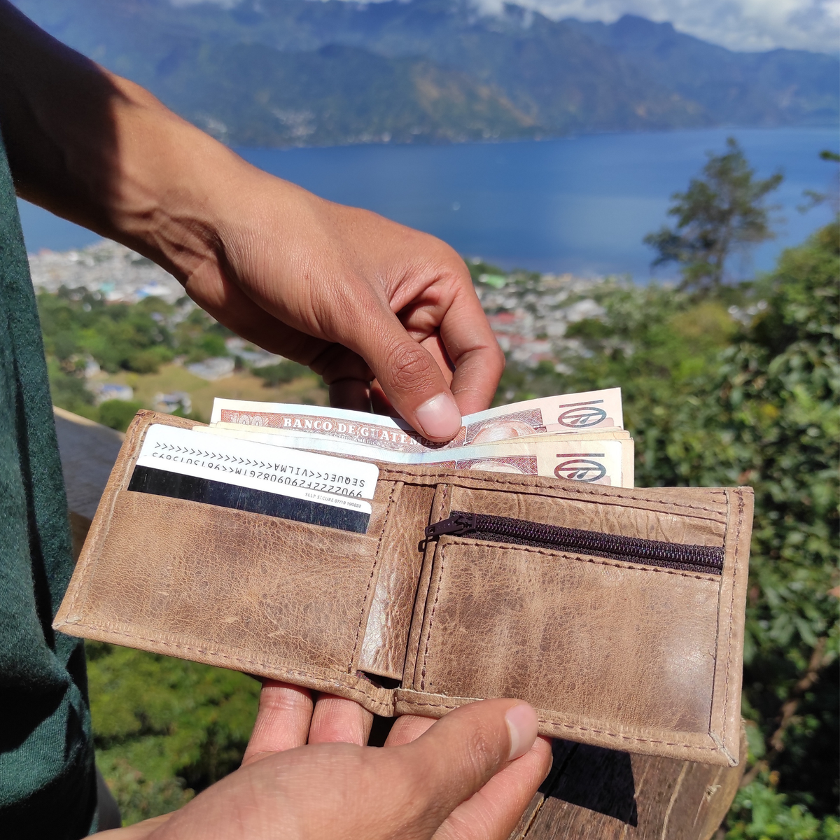Suede Bifold Wallet: Caramel Brown