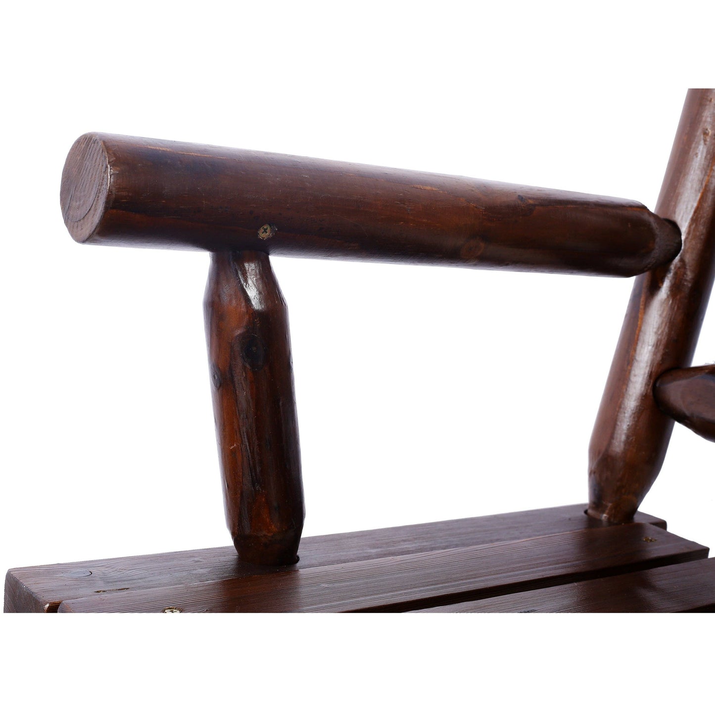 Rustic Brown Outdoor Wood Double Rocking Bench
