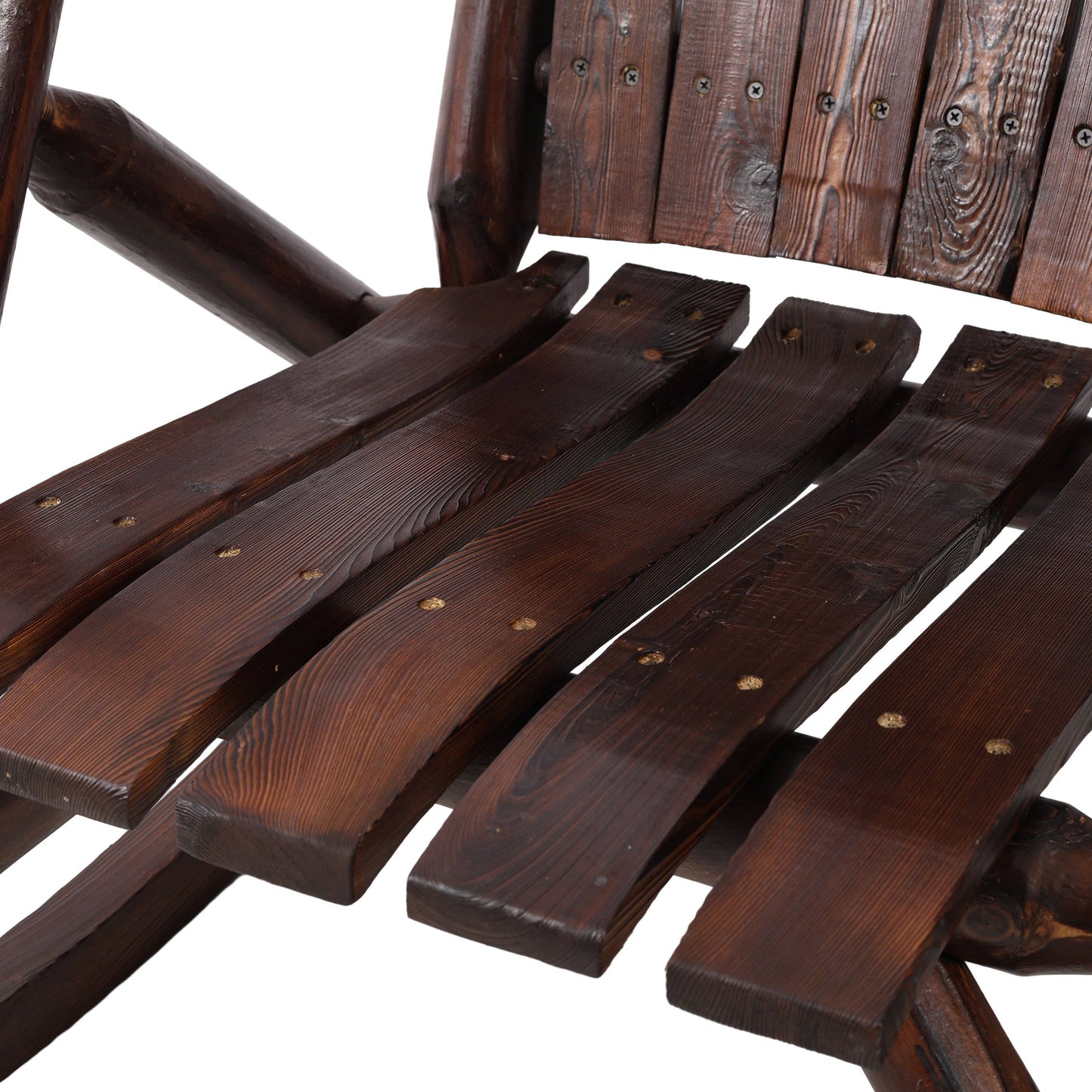 Cozy Fall Decor Brown Fir Log Porch Rocker Chair