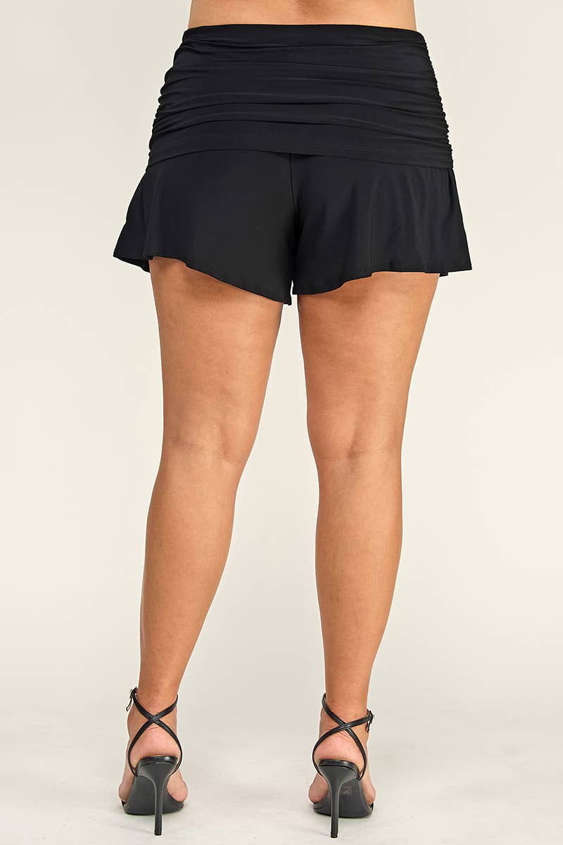 Plus Size Ruched Pull-On Skort