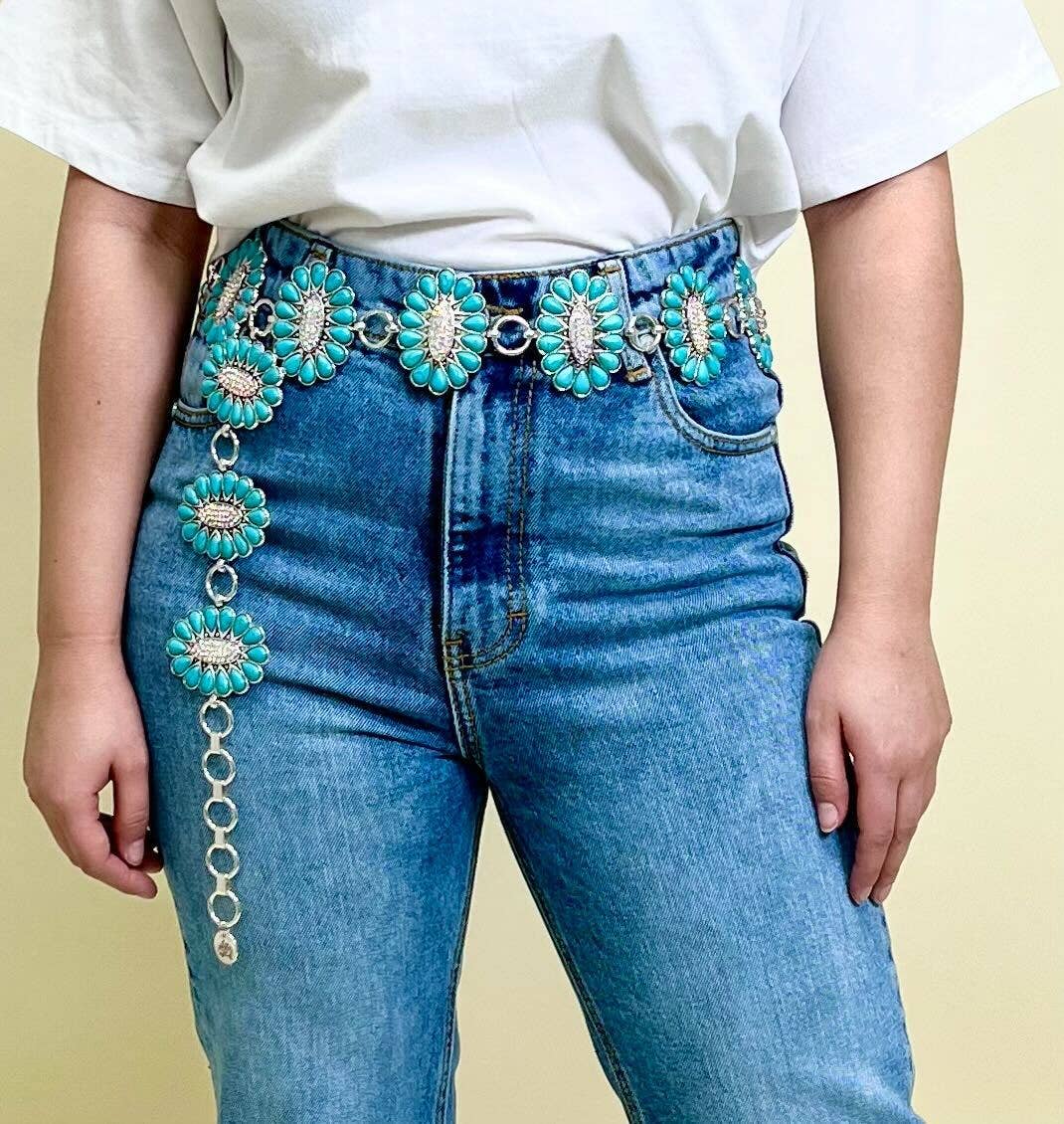 Silver and Turquoise Belt Plus Size