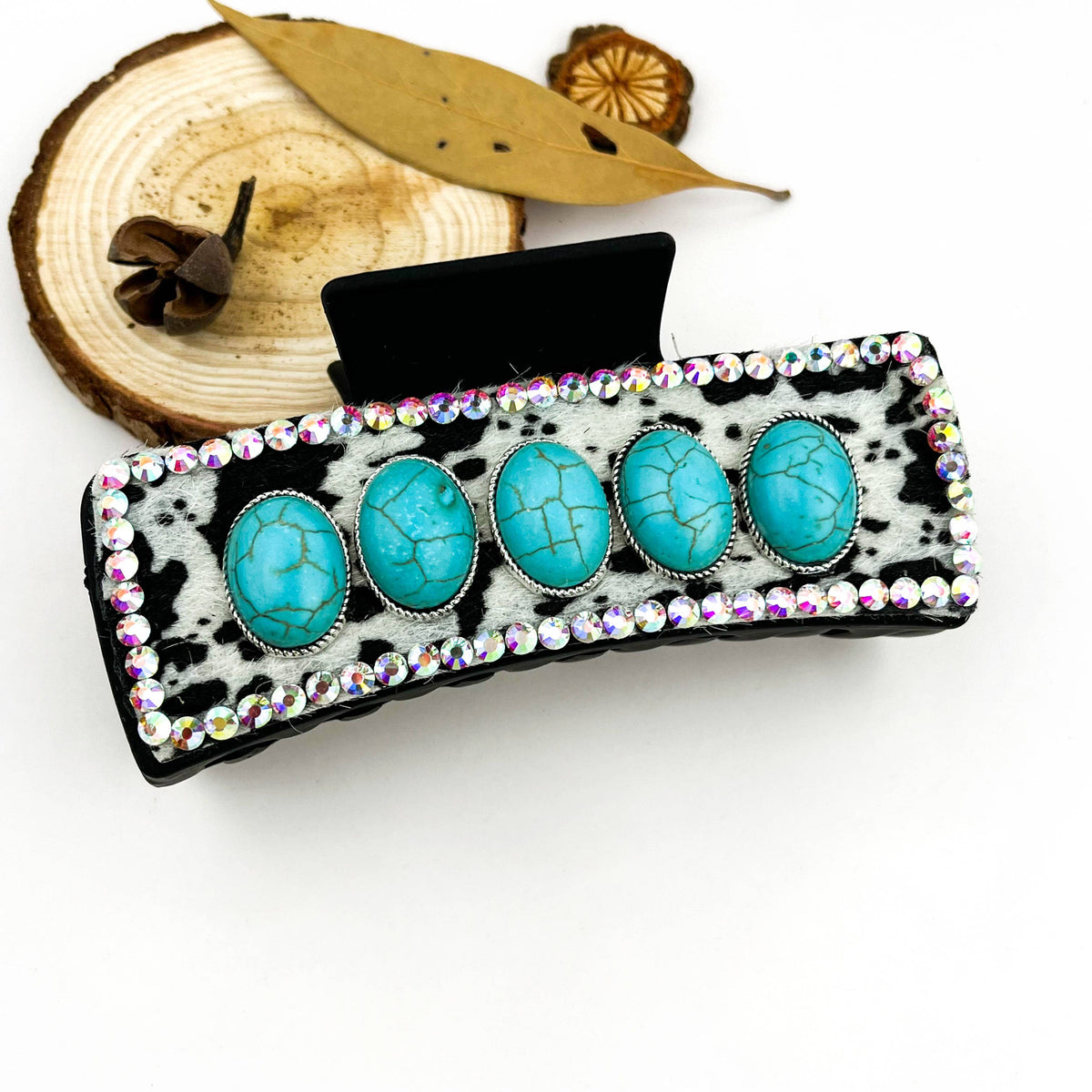 Turquoise Stone Cow Hair Claw