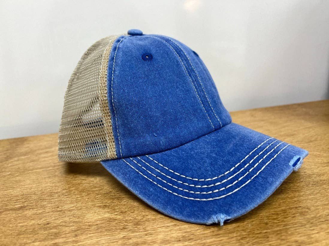 Denim Hat with Grey Mesh