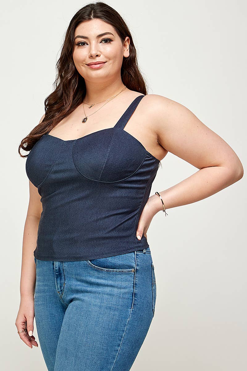 Plus Size Denim Bustier Tank Top
