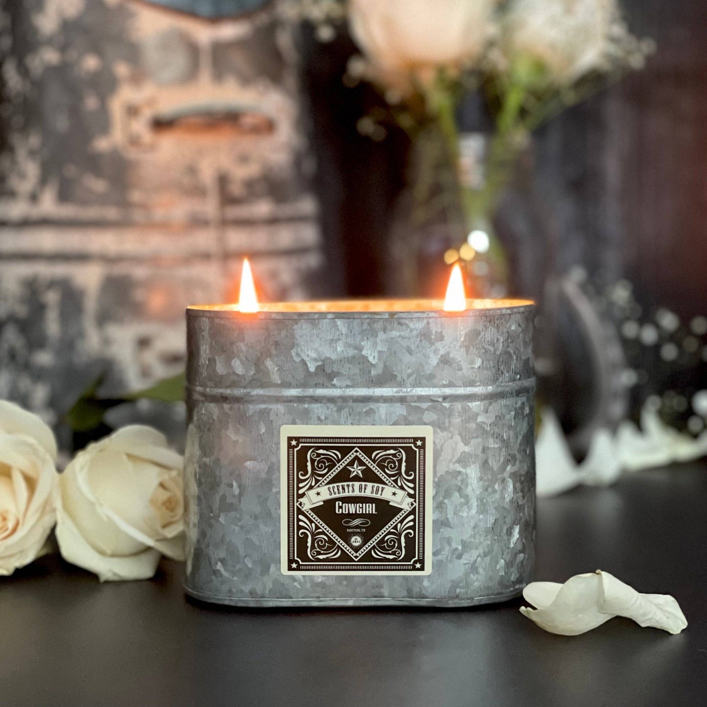 Cowgirl Galvanized Tin Soy Candle