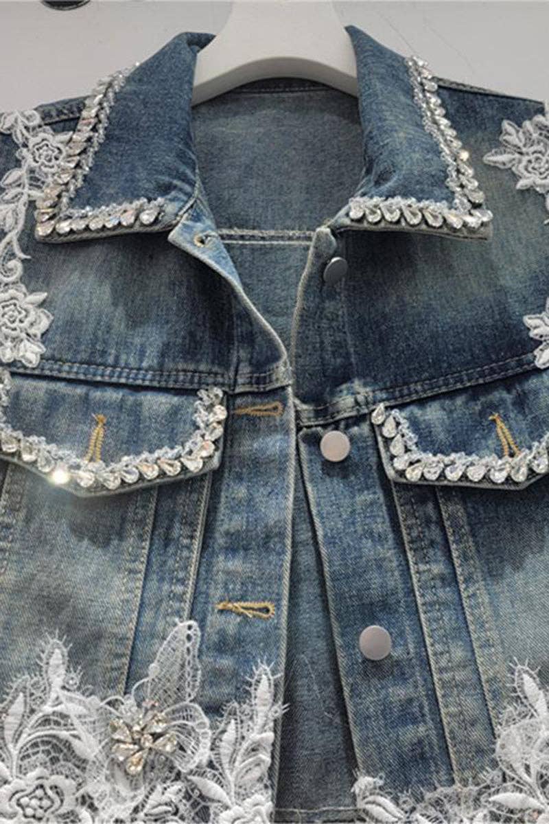 Lace Denim Vest