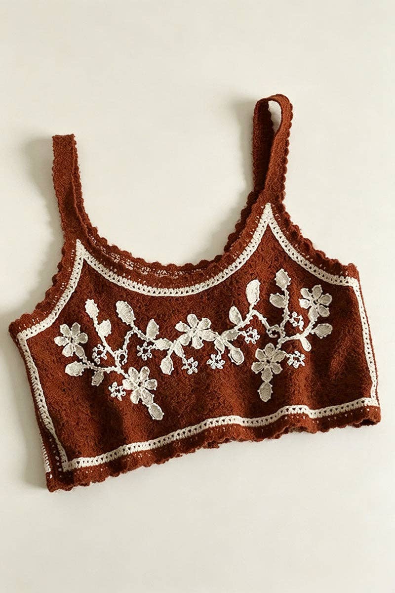 Floral Applique Crochet Cami