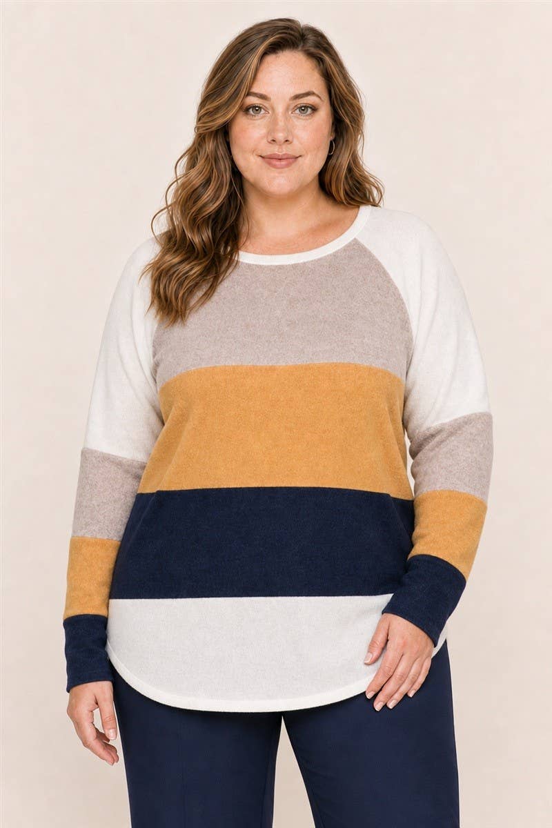 Curvy Color Block Raglan Top