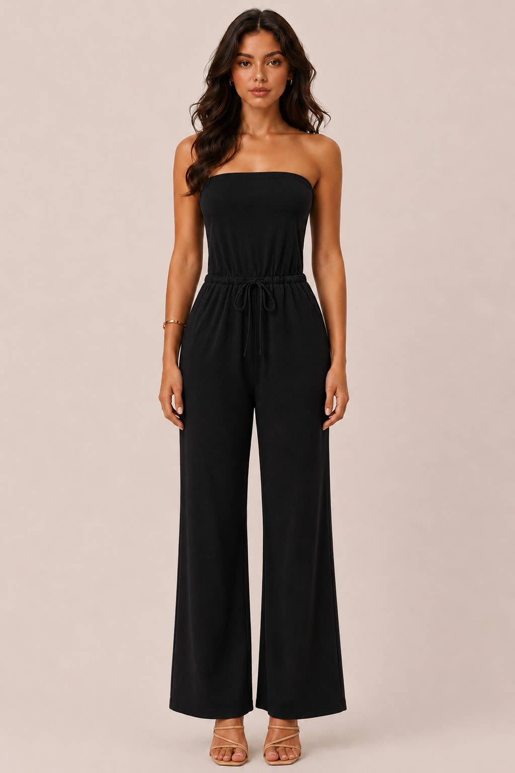 WIDE LEG TUBE TOP JUMPSUIT