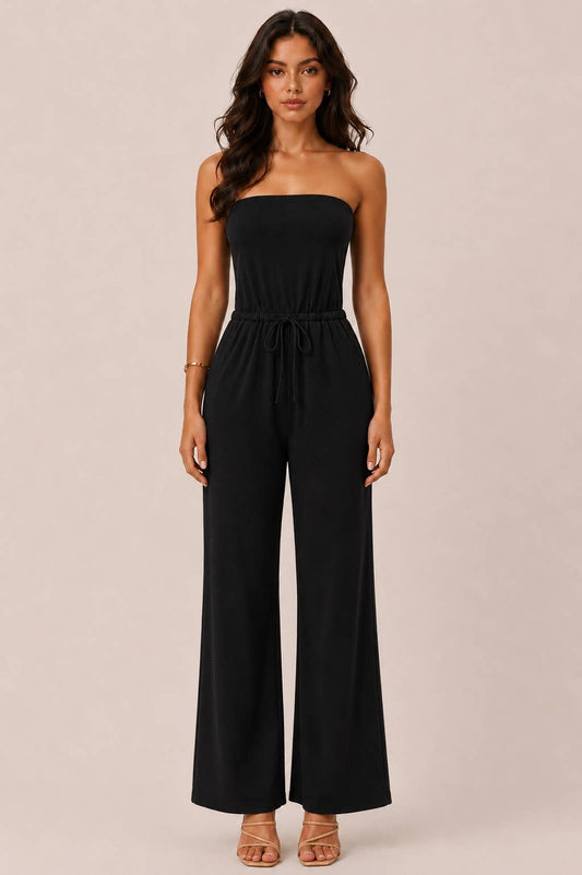 WIDE LEG TUBE TOP JUMPSUIT