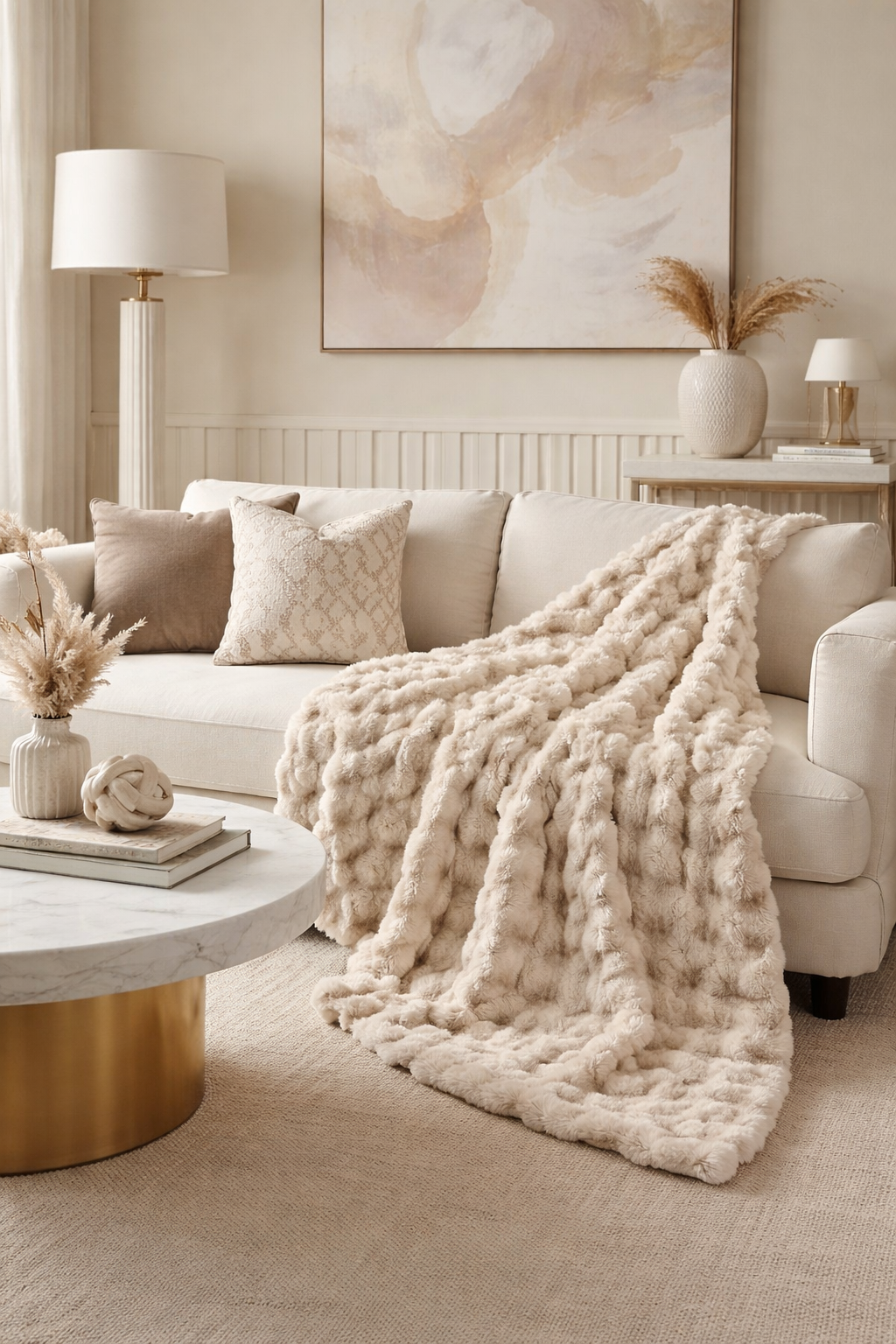 Luxury Tufted Faux Fur Throw Blanket