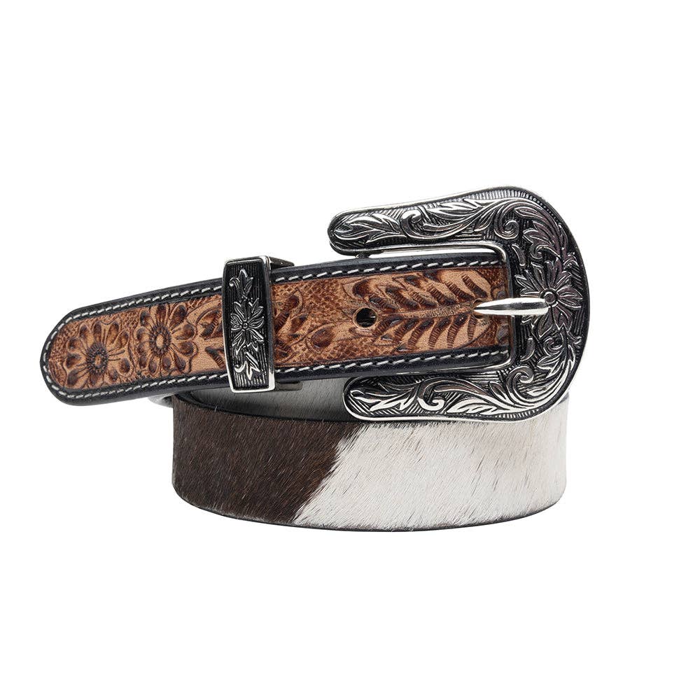 Dream of the Winds Hand-tooled Women's Belt: White Brown / Medium