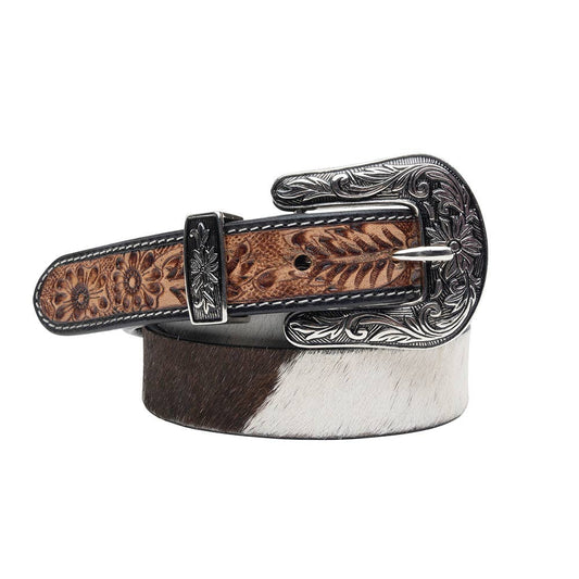 Dream of the Winds Hand-tooled Women's Belt: White Brown / Medium