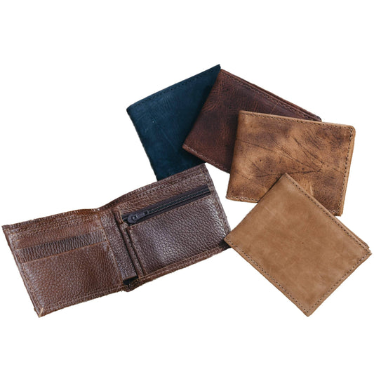 Leather Bifold Wallet: Textured Brown