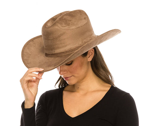 Premium Vegan Suede Cattleman Cowboy Hat-Dark Taupe