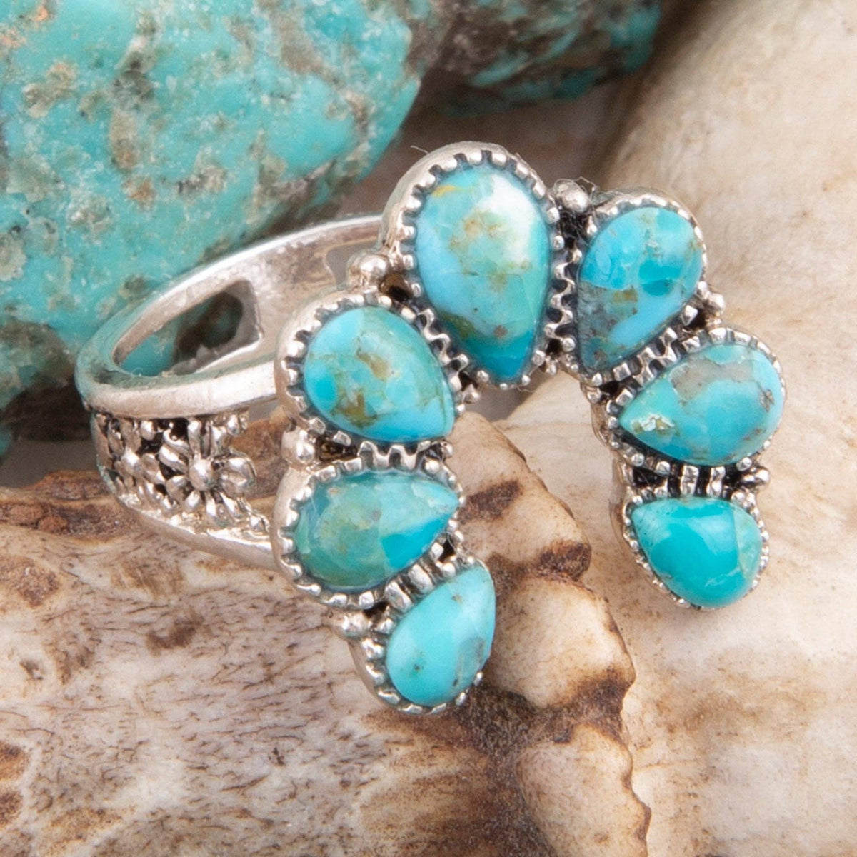 Blue Turquoise and Silver Ring