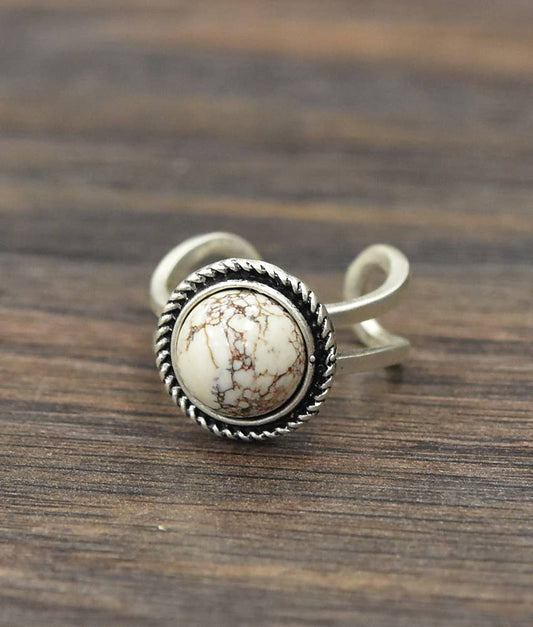 Round White Turquoise Ring