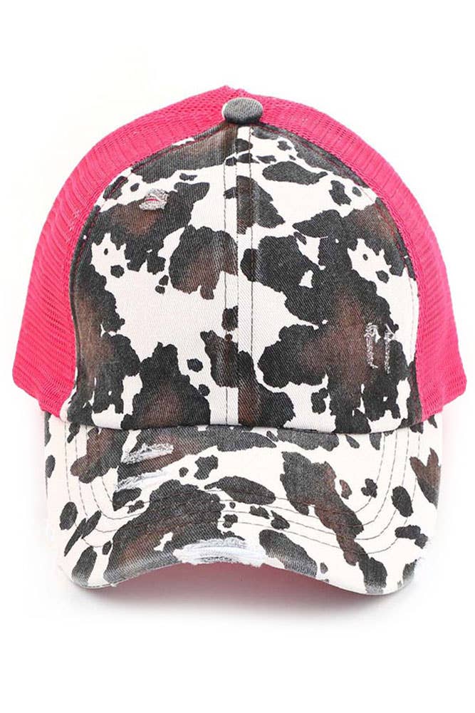 Cow Criss Cross Ponytail Hat