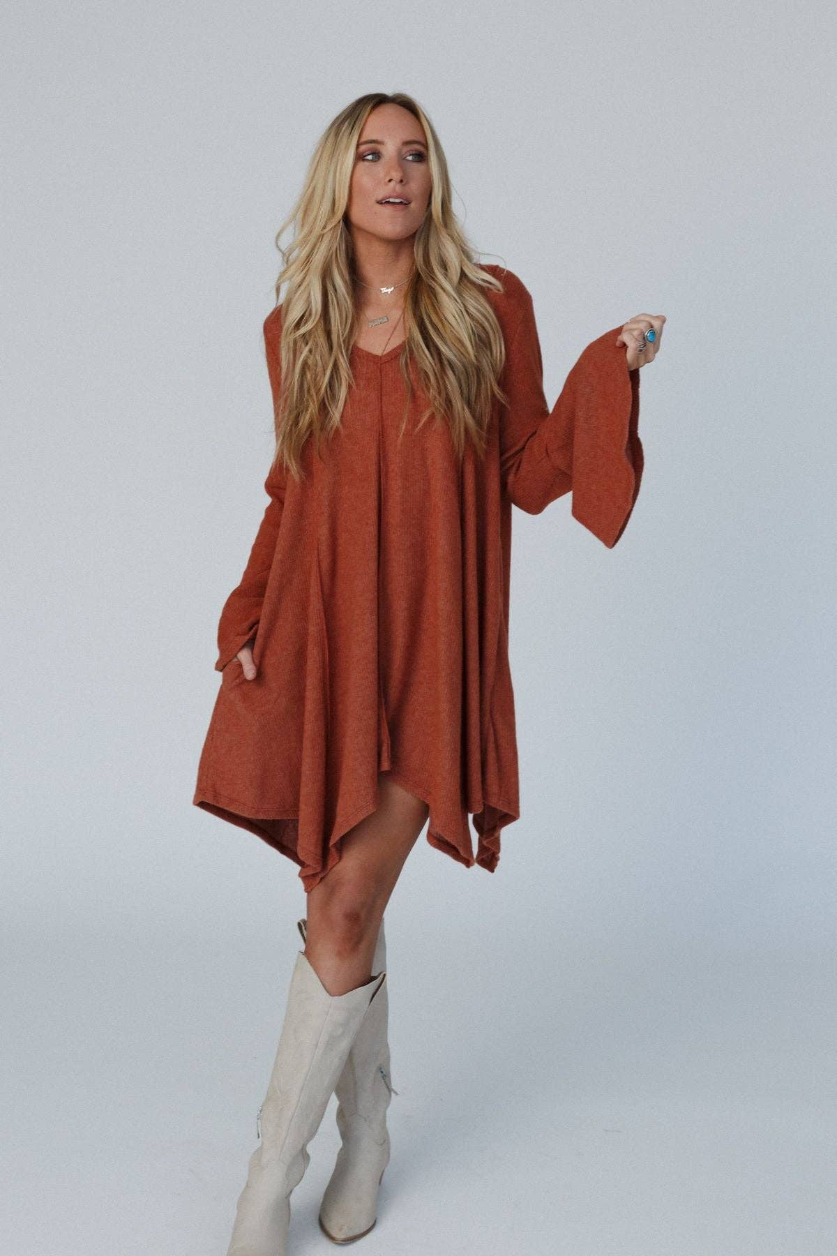 Golden Hour Bell Sleeve Dress