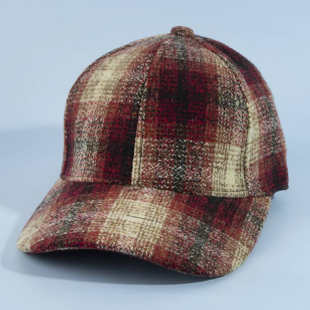 Plaid Curved Brim Cap:RD