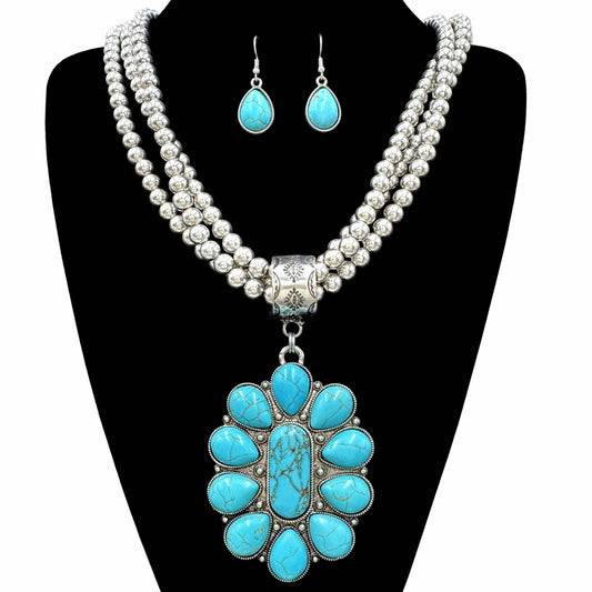 Large Turquoise Pendant Set