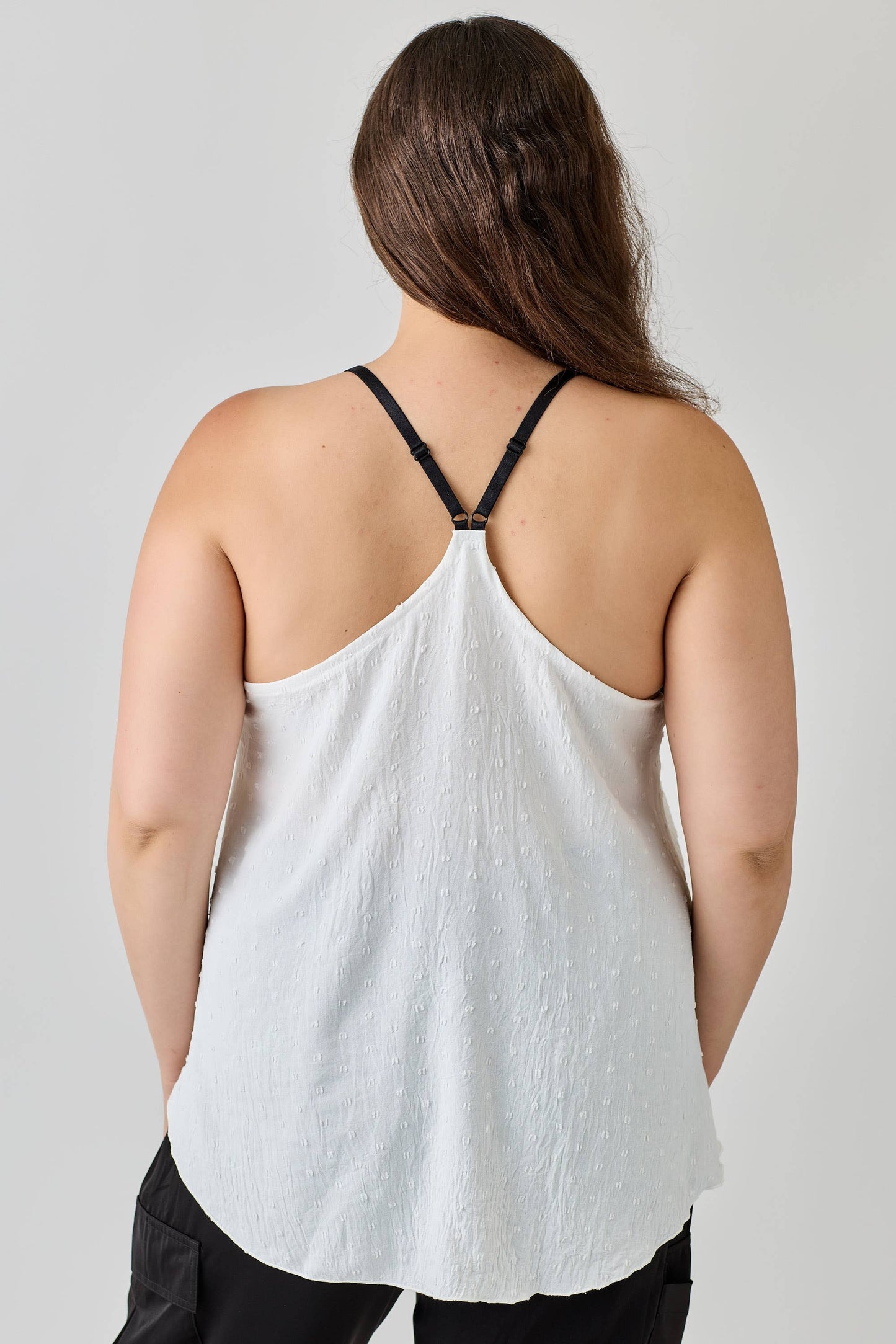 Plus Size Textured Dot Lace Trim Cami