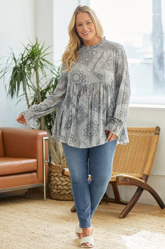 PLUS SIZE WILLOW TREE BOHO RUFFLED BLOUSE