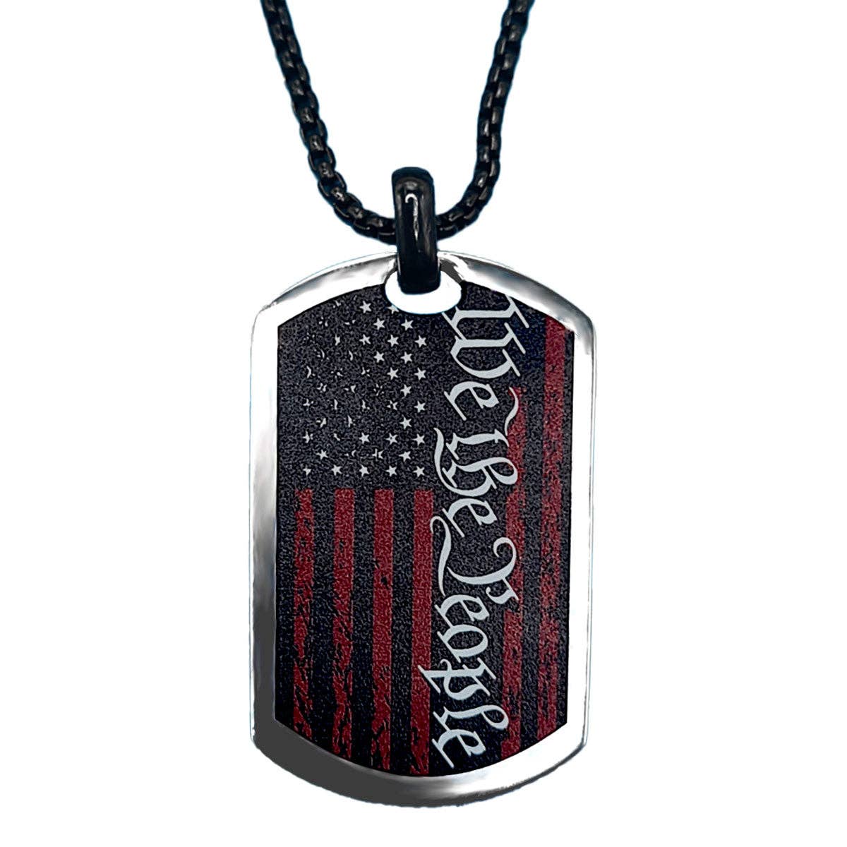 Men's Necklace We The People Flag: Silver/Red