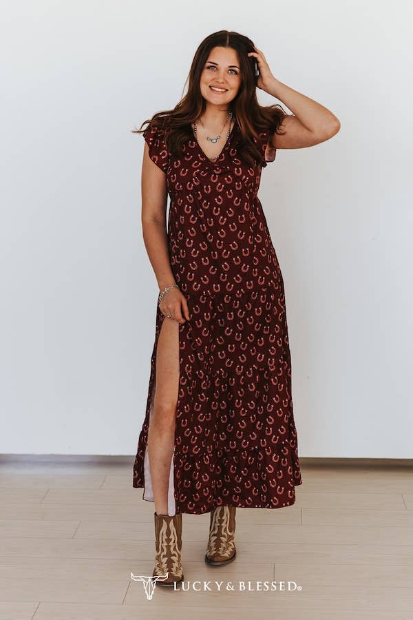 Horseshoe Ruffle Sleeve Dress
