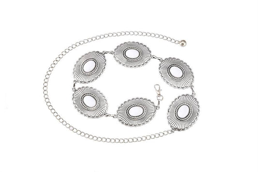 White Concho Belt