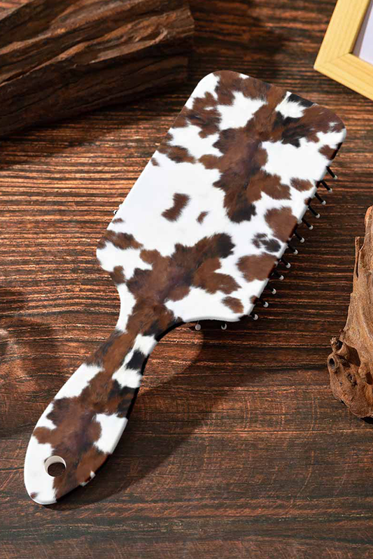 Chestnut Cow Print Long Handle Air Cushion Brush