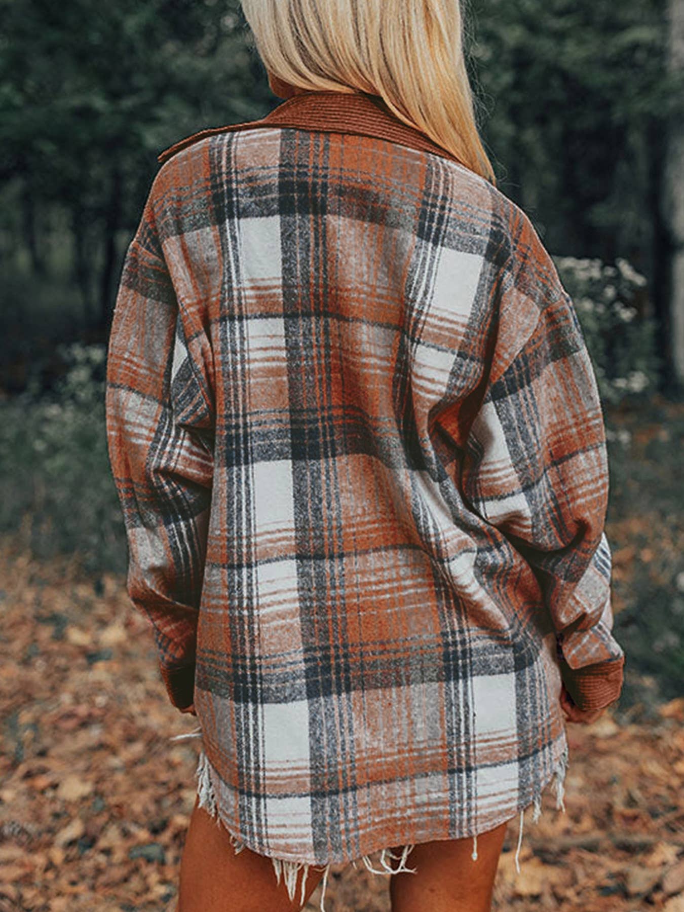 Patchwork Corduroy Oversized Shacket
