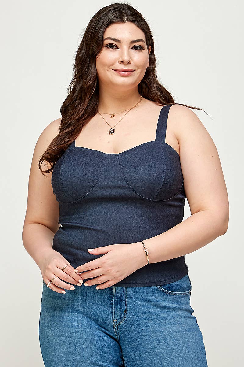 Plus Size Denim Bustier Tank Top