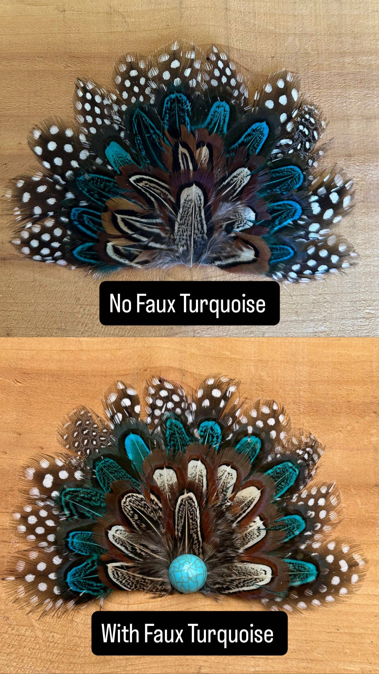 IRON ON FEATHER FANS FOR TRUCKER HATS AND COWBOY HATS: No Faux Turquoise / Feather 7